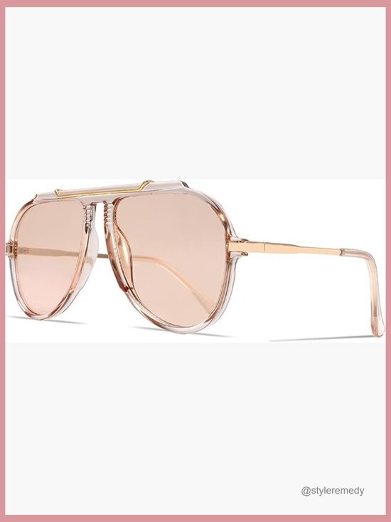 Oversized Aviator Sunglasses Gold Metal Tangle Free Retro